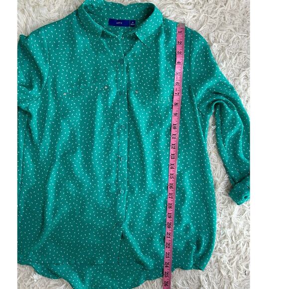 Apt. 9 Women's Size M Teal Button Up Roll Tab Sleeve Lightweight Blouse #0349 - Picture 11 of 14
